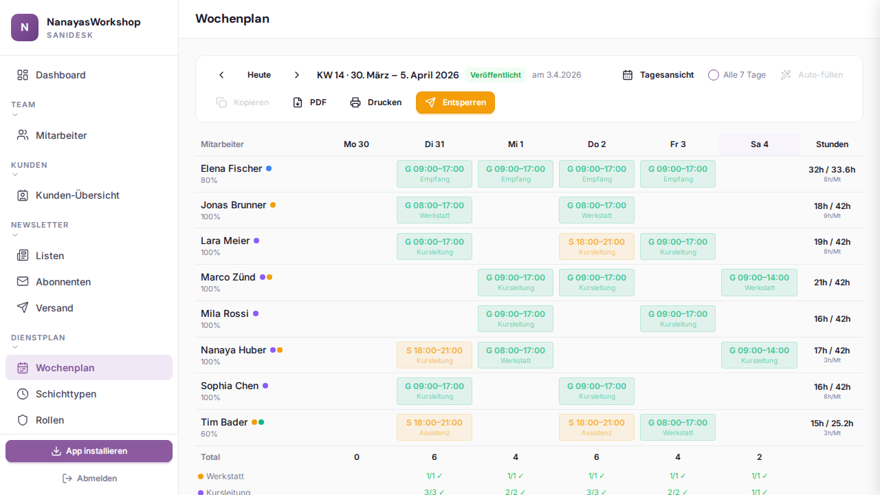 Wochenplan